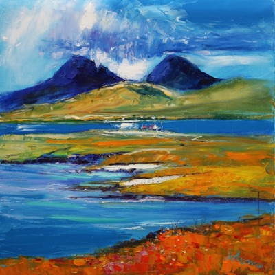 Summer Rain on the Paps of Jura from Islay 24x24 Summer Rain on the Paps of Jura from Islay 24x24